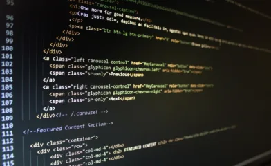 Source code on computer